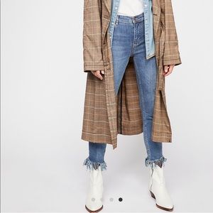 Free People Blue Great Heights Frayed Skinny Jeans